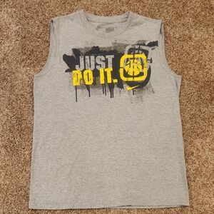 Nike Kids Gray Tank Top with Yellow Graphic, Size 14-16